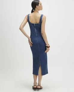 Blue Bodycon Denim Midi Dress