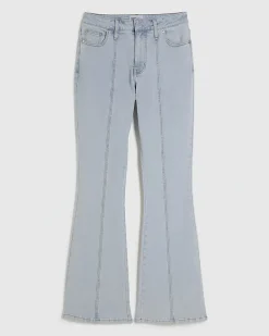 Blue Bootcut Seamed Jeans