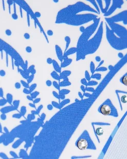 Blue Border Print Bikini Bottom