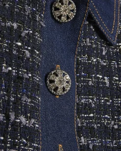 Blue Boucle Belted Mini Dress