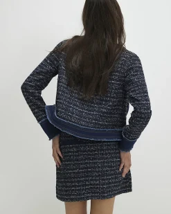 Blue Boucle Denim A line Mini Skirt