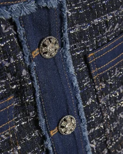 Blue Boucle Denim A line Mini Skirt