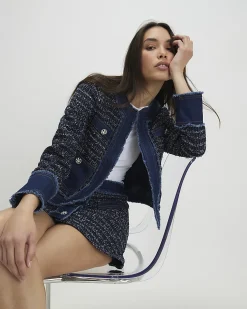 Blue Boucle Denim Jacket