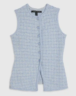 Blue Boucle Sleeveless Waistcoat