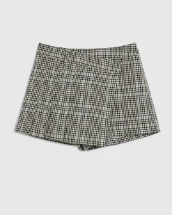 Blue Check Print Pleated Skort