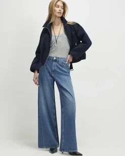 Blue Classic Wide Leg Jeans