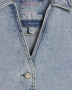 Blue Collared Boxy Denim Shirt