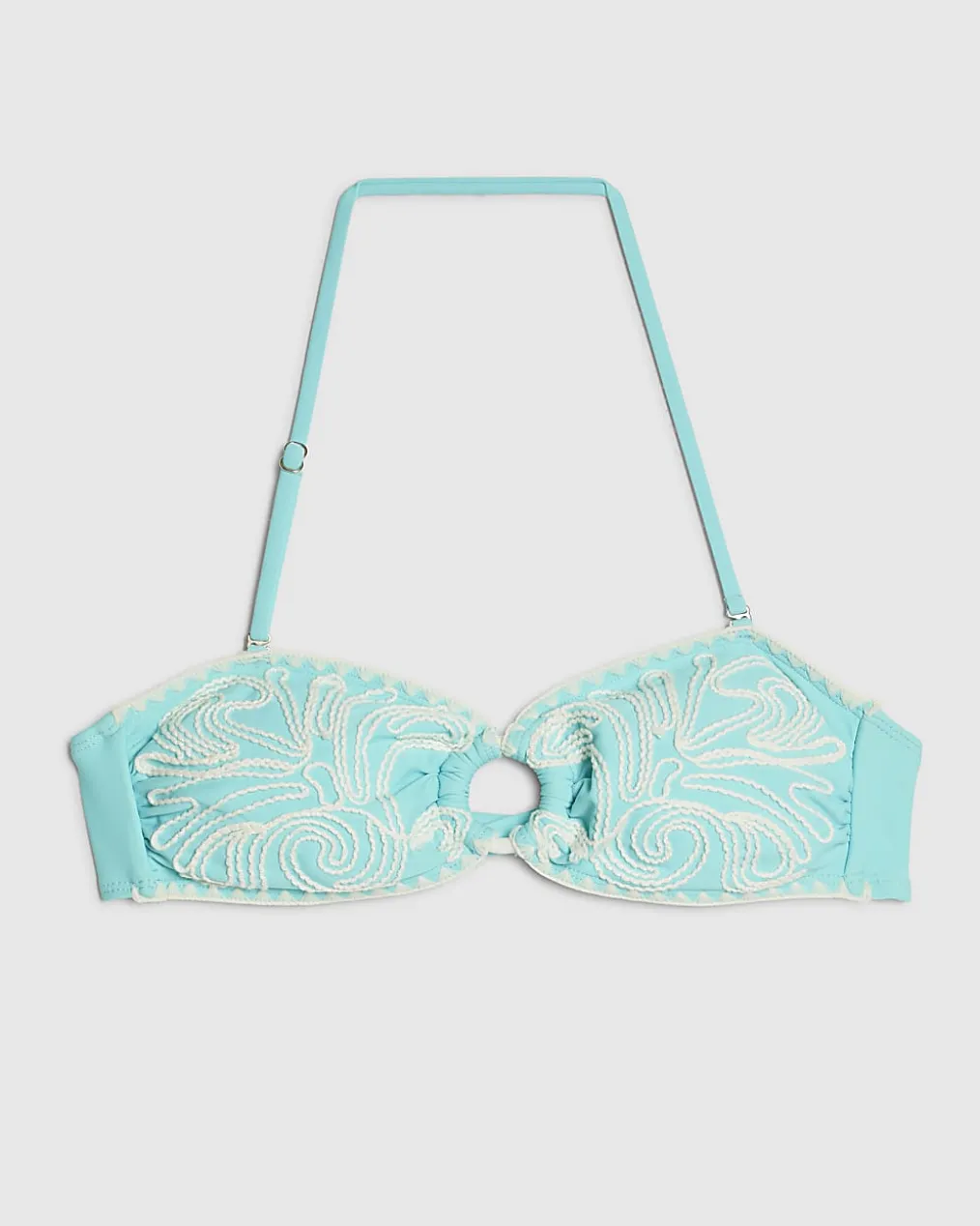 Blue Cornelli Print Bandeau Bikini Top