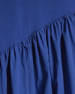 Blue Cotton Blend Hybrid Maxi Dress
