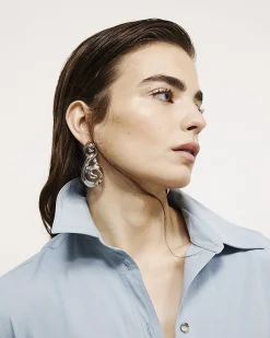 Blue Cotton Long Sleeve Cinched Back Shirt