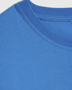 Blue Cotton Short Sleeve Slim Fit T-Shirt