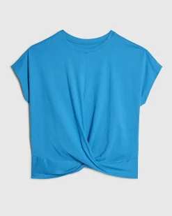 Blue Cotton Twist Front T-shirt