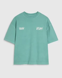 Blue Cotton Washed Japanese Car T-Shirt