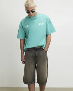 Blue Cotton Washed Japanese Car T-Shirt