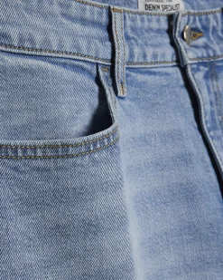 Blue Crease Front Kick Flare Jeans