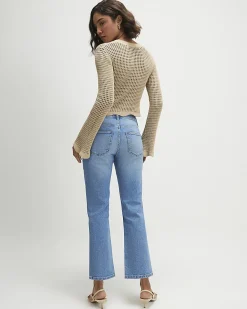 Blue Cropped Kick Flare Jeans