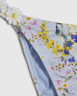 Blue Daisy Floral Print Bikini Bottoms
