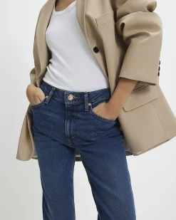 Blue Dark Classic High Waisted Slim Fit Jeans