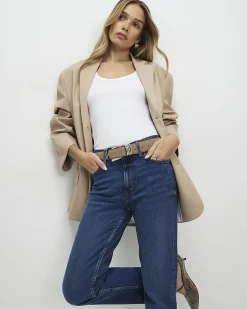 Blue Dark Classic High Waisted Slim Fit Jeans