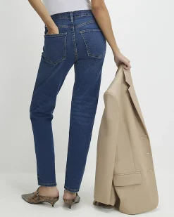 Blue Dark Classic High Waisted Slim Fit Jeans