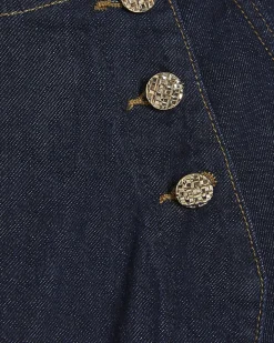 Blue Denim Button Detail Skort