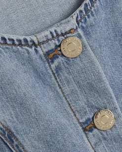 Blue Denim Button Front Mini Dress