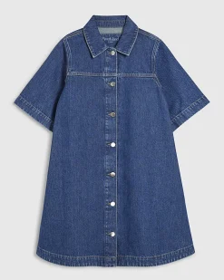 Blue Denim Button Through Mini Dress