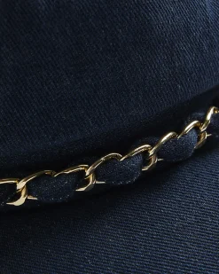 Blue Denim Chain Baker Boy Hat
