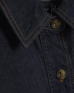 Blue Denim Cropped Trench Jacket