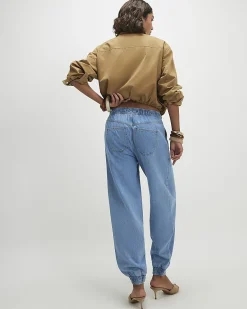 Blue Denim Cuffed Joggers