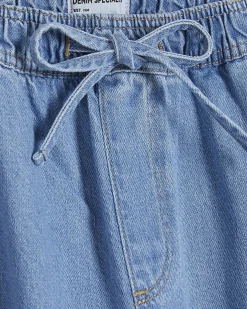 Blue Denim Cuffed Joggers