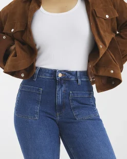 Blue Denim High Waisted Relaxed Flare Jeans