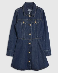 Blue Denim Long Sleeve Mini Dress