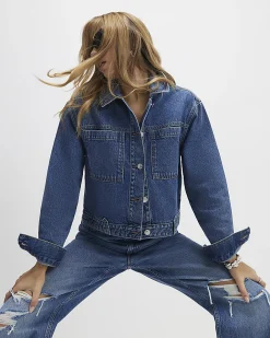 Blue Denim Long Sleeve Pocket Jacket
