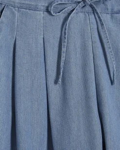 Blue Denim Look Drawstring Waist Cami Top