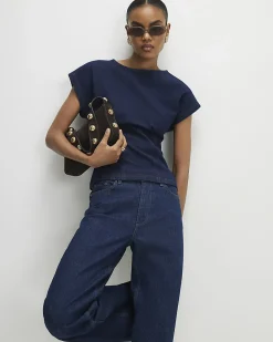 Blue Denim Look Waisted T-Shirt