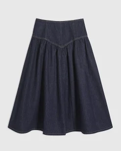 Blue Denim Midi Skirt