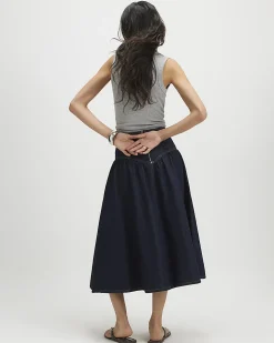 Blue Denim Midi Skirt