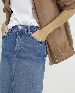 Blue Denim Midi Skirt