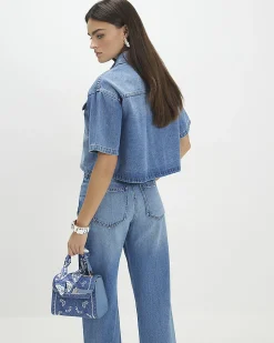 Blue Denim Pocket Front Boxy Shirt