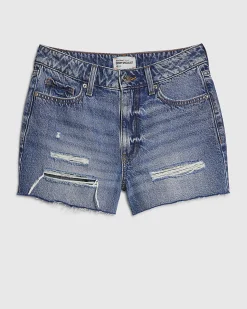 Blue Denim Ripped Shorts