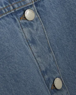 Blue Denim Short Sleeve Button Through Dress
