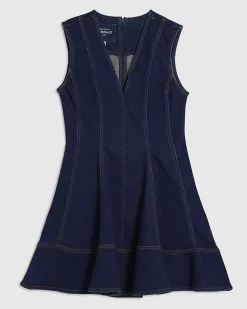 Blue Denim Sleeveless Mini Dress