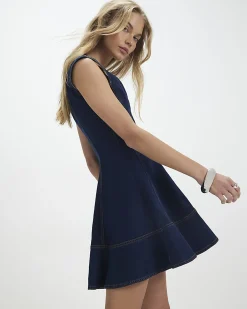Blue Denim Sleeveless Mini Dress