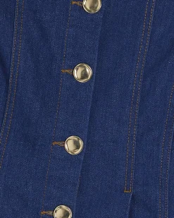 Blue Denim Sleeveless Peplum Top