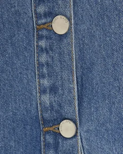 Blue Denim Sleeveless Raw Hem Top