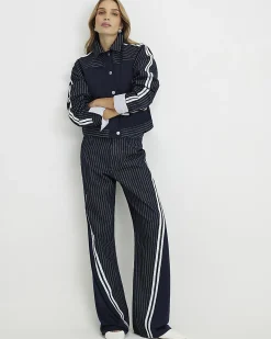 Blue Denim Striped Hybrid Denim Jacket