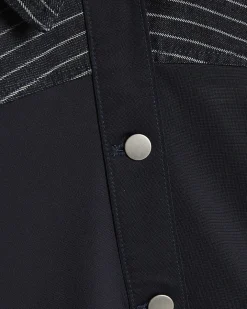 Blue Denim Striped Hybrid Denim Jacket