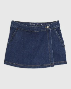 Blue Denim Wrap Skort