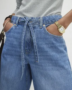 Blue Drawstring Balloon Leg Jeans